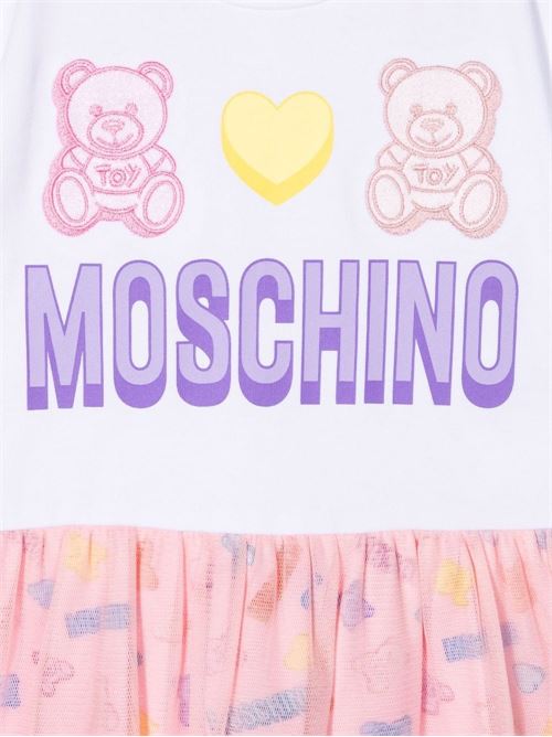 Abito baby con gonna in tulle colorata e scritta logo sul davanti MOSCHINO BABY | MDV09LLBB9283416